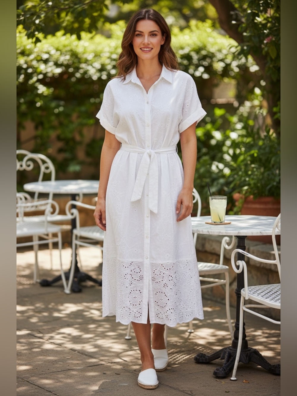 Sinsay White Cotton Midi Dress With Cutout Details Size Large